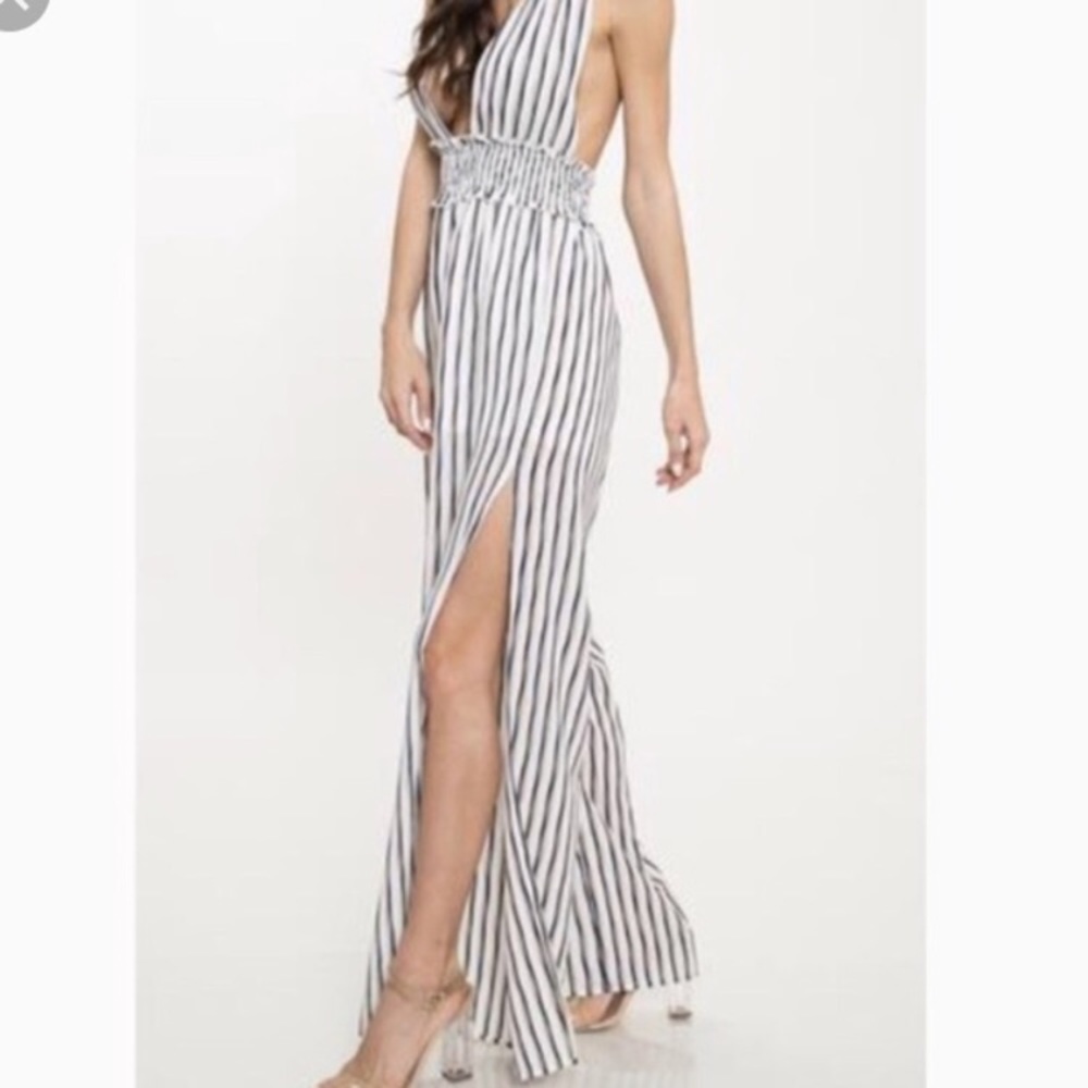 NWT Vici Dolls Striped Halter Jumpsuit